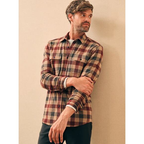 Faherty Legend Sweater Shirt in Sky Peak Buffalo - Picture 1 of 3